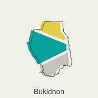 Map of Bukidnon vector design template, national borders and important cities illustration