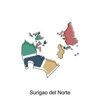 mapa de Surigao del norte geométrico diseño, mundo mapa internacional vector modelo con contorno gráfico bosquejo estilo aislado en blanco antecedentes