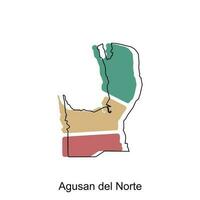 Map of Agusan Del Norte vector design template, national borders and important cities illustration