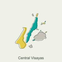 Map of Central Visayas geometric design, World Map International vector template with outline graphic sketch style isolated on white background