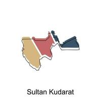 Map of Sultan Kudarat vector design template, national borders and important cities illustration