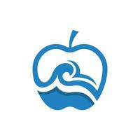 Apple Wave Water logo design, logotype element for template. vector