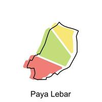 vector mapa de Paya lébar vistoso ilustración modelo diseño en blanco antecedentes