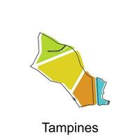vector map of Tampines colorful illustration template design on white background