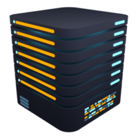 3D server icon. Computer server 3d render icon. Cloud computing. 3d render illustration png