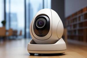 Robotic surveillance companion, Man-shaped security camera ensures automated protection photo