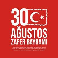 30 agustos Zafer bayram kutlu olsun turkey victory day Social Media post template, turkey day vector