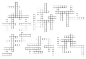 Crossword game grids, word quiz layout templates vector