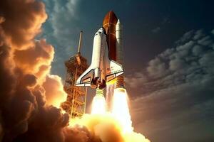 Unleashing the dream, Space shuttle takes flight, starting its daring mission AI Generated photo