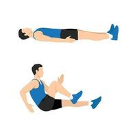 Man doing Sprinter crunch exercise. vector