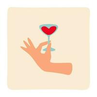 Woman's hand with wineglass. Vector isolated illustration.