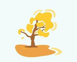 Autumn landscape. Tree with yellow leaves. Vector isolated illustration.