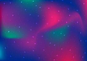 Starry northern light abstract holographic gradient background vector