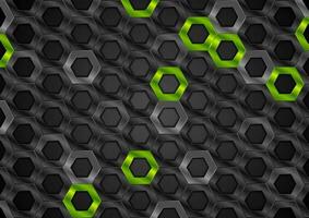 negro y verde lustroso hexágonos metálico textura vector