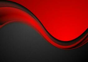 Red and black contrast smooth waves corporate background vector