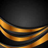 Black and bronze colors abstract wavy background vector