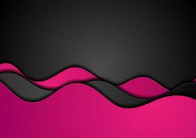 Pink black corporate waves abstract background vector