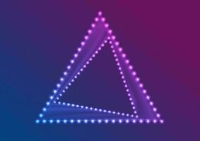 Neon led lights abstract triangle frame background vector