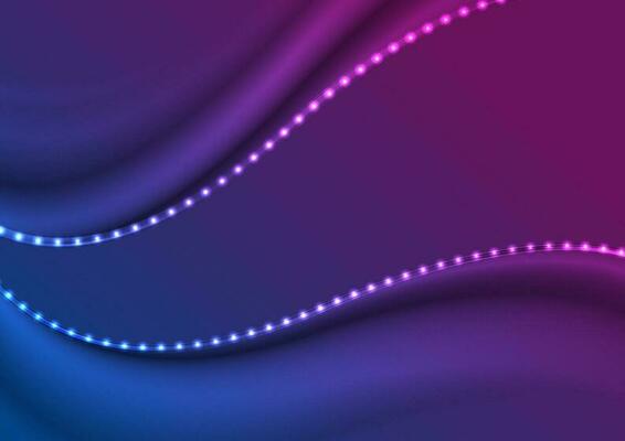 Neon led lights blue violet abstract waves background