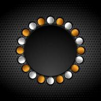 Bronze and silver abstract circle shapes on perforated background vector