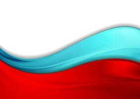 Blue red glossy smooth waves abstract background vector