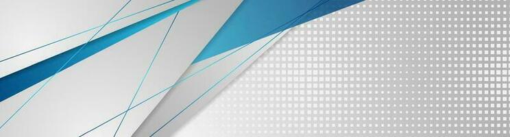 Abstract blue and grey tech geometric banner design vector