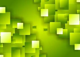 Bright green abstract tech geometric squares background vector