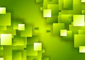 Bright green abstract tech geometric squares background vector