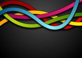 Colorful abstract waves on black background vector