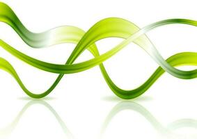 Bright glossy green waves on white background vector