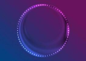 Neon led lights abstract circle frame background vector