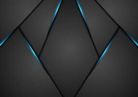 negro resumen tecnología antecedentes con azul ligero vector