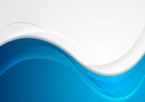 Grey and blue abstract wavy corporate background vector