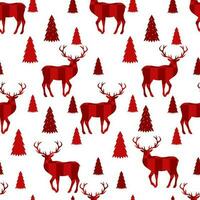 Seamless Christmas pattern - reindeers with trees on white background. vector