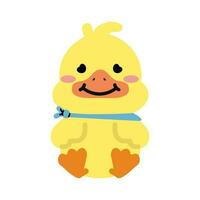 linda pequeño amarillo Pato dibujos animados vector