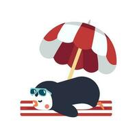 Cute penguin with umbrella on Summer vector