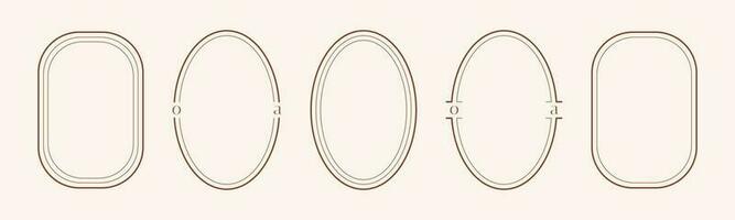 Minimalistic aesthetic y2k frames. 5 ovals. vector