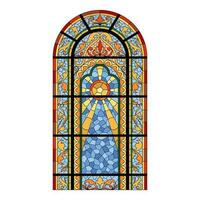 Stained church glass window. Color arch shape. vector