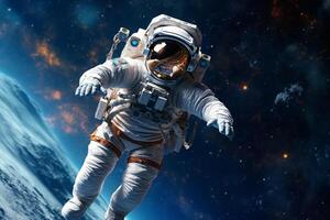 Weightless explorer, navigating the cosmic expanse as an astronaut AI Generated photo