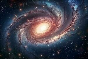 telescopio capturas el grandeza de un vasto espiral galaxia ai generado foto