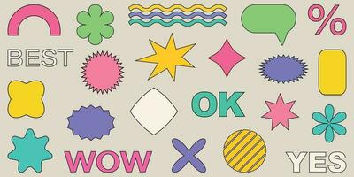 Simple shapes.Shape set y2k style for banner. Shape set y2k style for decoaration.Shape set y2k style for poster.Trendy 90s.Trendy geometric forms.Y2k aesthetic. vector