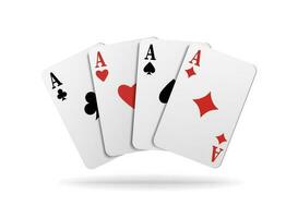 3d realista vector icono conjunto de as jugando tarjetas aislado en blanco antecedentes.