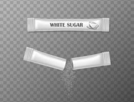 3d realista vector icono ilustración. blanco azúcar palo cerrado y abierto.