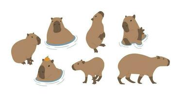 Capybara group illustration vector