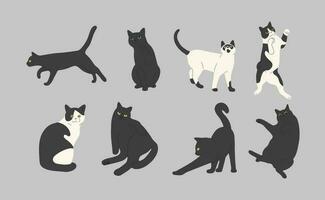 Black cat character cute vector