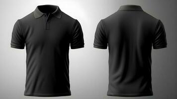 male black polo t-shirt mockup with front and back side photo
