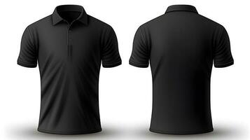male black polo t-shirt mockup with front and back side photo