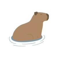 Capybara single cute vector