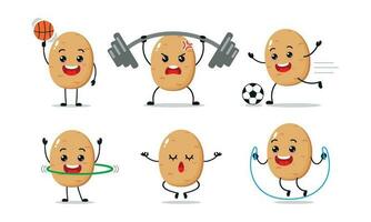 Potato Exercise Different Sport Activity Vector Illustration Sticker