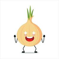 Excited Shiny Eyes Onion Stand Alone Vector Illustration Character